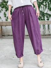 Ramie Cotton Solid Harem Pants